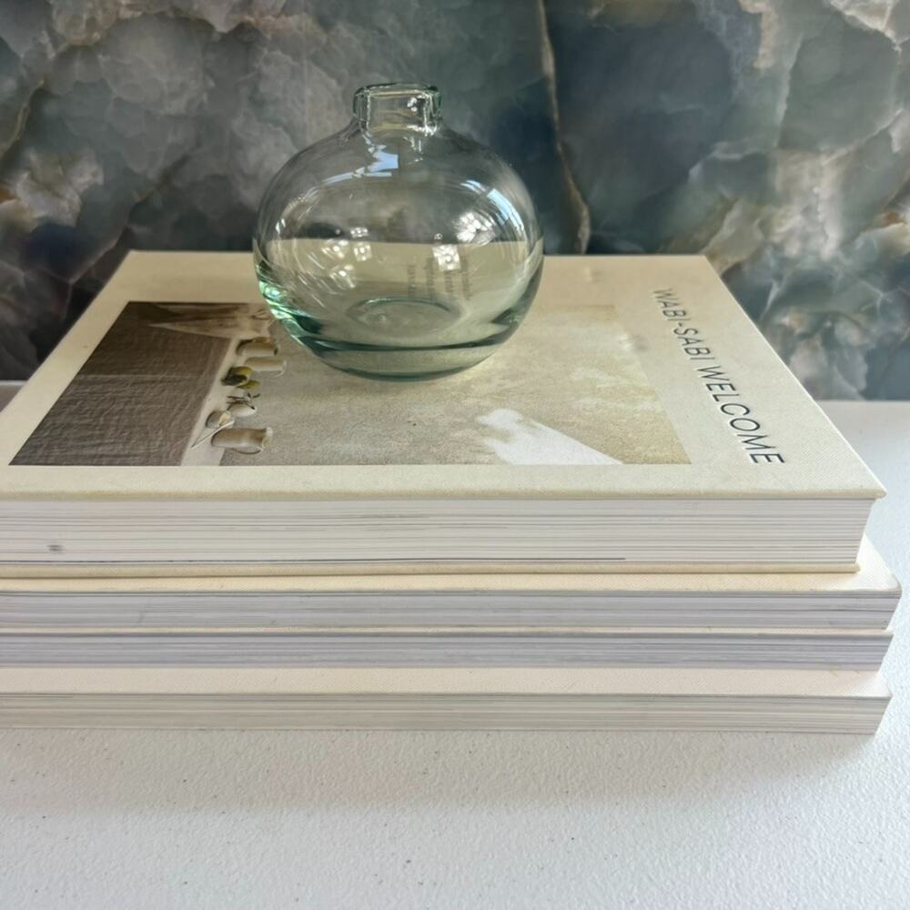 Handblown Glass Clear Sphere Vase 3.5" Home Decoration Minimalist